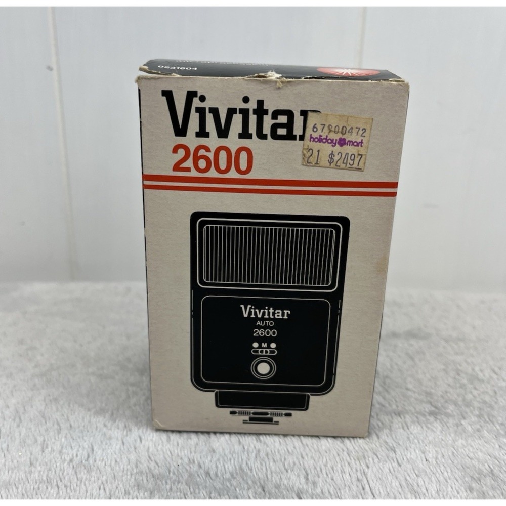 Vintage Vivitar 2600 Auto Flash Standard Hot Shoe Mount Original Box Untested - Picture 3 of 9